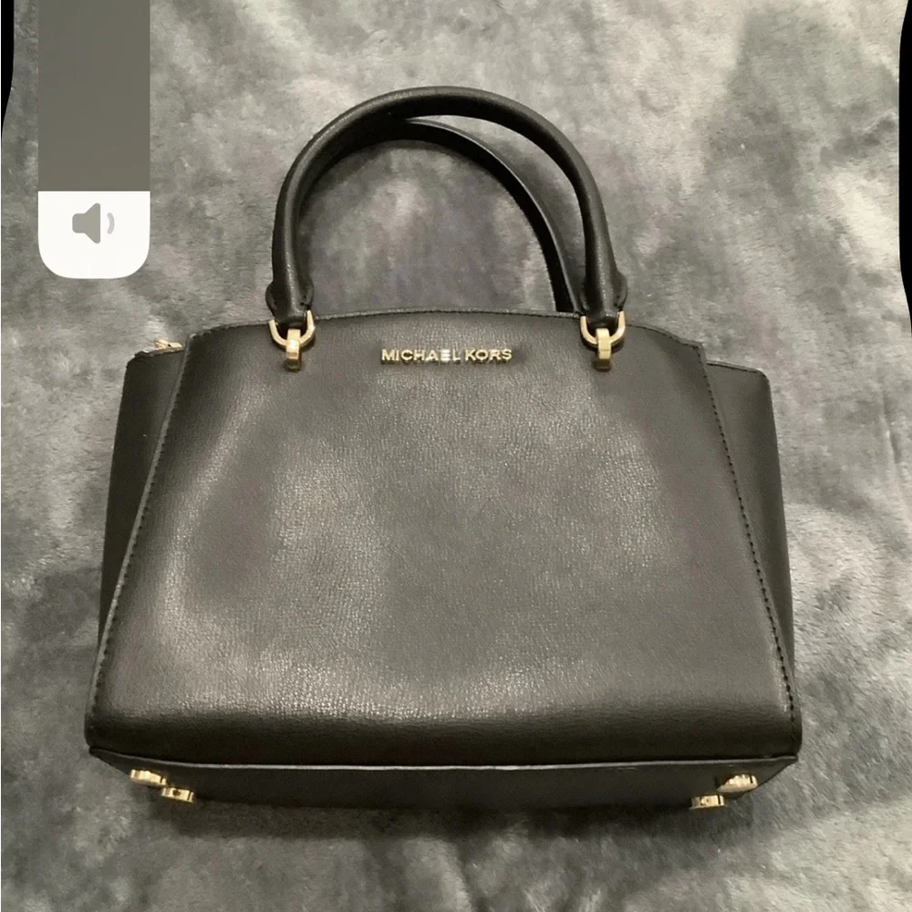 Michael Kors Ellis Small  Satchel Black Leather Handbag NWOT - Picture 8 of 11